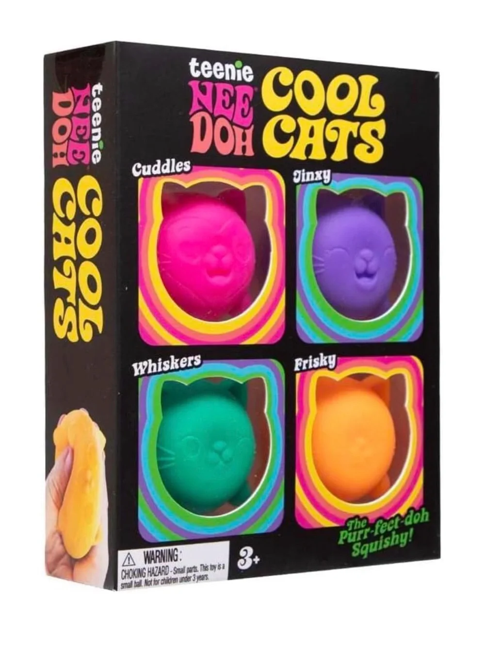 Nee Doh Cool Cats Teenie Tactile Squishy Squeeze Toy Set, 4 Pack, Ages 3+